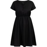 usha - BLACK LABEL - Jurk - Zwart - Knoopsluiting - V-hals - Gedrapeerd - Kort/mini