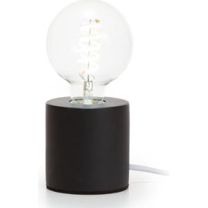 Lampvoet, cilinder, kabel met schakelaar, E27, 60 W, IP20, cement, zwart, 90 mm x 90 mm