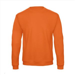 B&C Oranje heren sweater-Maat S- Ronde hals-Geborstelde fleece aan de binnenkant.