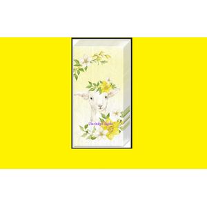 Papieren zakdoekjes met Lammetje/ Schaap en Narcissen