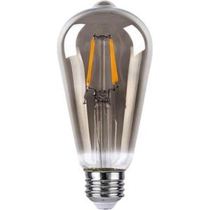 Kooldraadlamp E27 3-staps-dimbaar (20/50/100%) | ST64 LED 6W=60W halogeen verlichting | smokey glas - warmwit filament 2700K - dimmen zonder dimmer