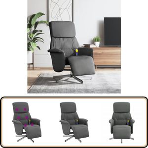 vidaXL Massagestoel - Verstelbaar - Stof - Donkergrijs Massagestoel - Verstelbare Stoel - Relaxstoel - Wellnessstoeltje - Zithoogte