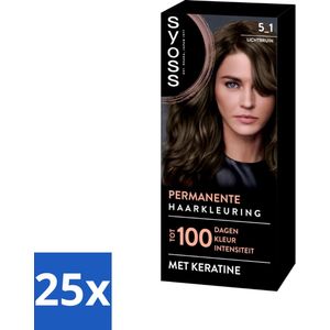 25 x SYOSS - Permanent Coloration 5-1 - Haarverf - Permanente Haarkleuring - Lichtbruin - Grijsdekking - Haarkleuring - Permanente Haarkleuring - Grijsdekking - Keratine - Haarverf