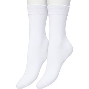 Bonnie Doon Bamboe Sokken Dames Wit maat 36/42 - Set met 2 paar sokken - Licht, Ademend, Soepel - Zeer Comfortabel en Zacht - Gladde Teennaad - Bamboo Viscose Rayon -Antibacteriële Werking - Milieubewust - Wit - OL04119902.103