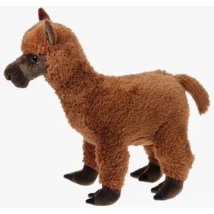 Grote Pluche Bruine Alpaca Knuffel 40 cm - Lama Boerderijdieren Knuffels - Speelgoed Voor Kinderen