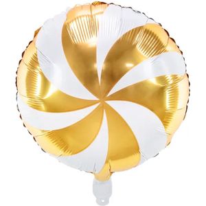 Amscan - Folieballon Snoepje Goud Wit - 35 cm