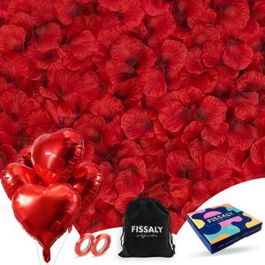 Fissaly 2000 Stuks Rode Rozenblaadjes met Hartjes Ballonnen – Romantische Liefde Versiering – Liefdes Cadeau Decoratie - Love - Rood - Hem & Haar Cadeautje - Moederdag