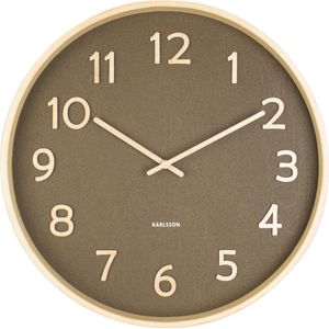 Wall clock Pure wood grain moss green