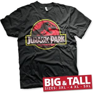 Jurassic Park Distressed Logo Big & Tall T-Shirt Black-4XL