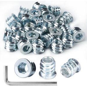 EGoods - Inschroefmoeren 10 mm - Hout - Meubels - Binnenzeskant - 50 stuks