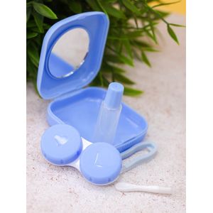 Lenzendoosje - Licht Blauw - 5 Delig - Inclusief Lenzendoosje / Pincet / Spiegel / Zuignapje / Lenzenvloeistof Flesje