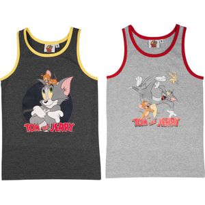 2 pack Jongens onderhemden - Tom and Jerry - Grijs - Maat 110-116