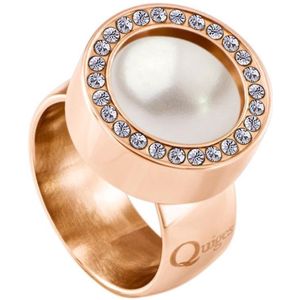Quiges RVS Schroefsysteem Zirkonia Ring Rosegoudkleurig 18mm met Verwisselbare 12mm Mini Munt - SLSRS50118