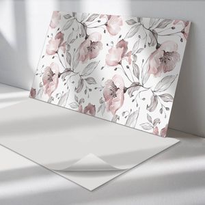 Wallfluent Vinyl Wandpaneel - Bloemen aquarelpatroon Zelfklevend Wandpaneel - 120 cm x 60 cm - Roze PVC wandpaneel - Set van 1 - Rechthoekig Wandbekleding Vinyl - Bloemen en planten Wandpaneel - PVC Muurpaneel - Wandpaneel Keuken en Badkamer