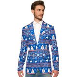 Suitmeister Christmas Blue Nordic Jacket - Heren jasje - Blauw - Kerstblazer - Maat L