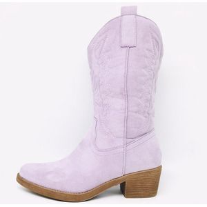 ZoeZo Design - cowboylaarzen - nieuwe collectie - voorjaar/zomer - halflange laarzen - western laarzen - kuitlaarzen - suedine - met rits - maat 41 - hakhoogte 4,5 cm - paars - lila