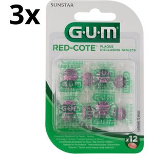 Gum Red-Cote Plakverklikkers/Kleurtabletten - 3 x 12 Stuks - Voordeelverpakking