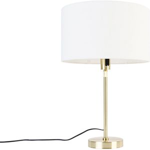 QAZQA parte stof - Design Tafellamp met kap - 1 lichts - H 68 cm - Goud/messing - Woonkamer | Slaapkamer | Keuken