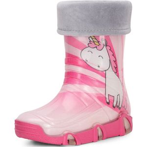 Ladeheid Kinder Regenlaarzen - Rubber - Hoog - PVC – Waterdicht - LA-ZT-Szuwarek2020 - Roze eenhoorn 30 - 21/22
