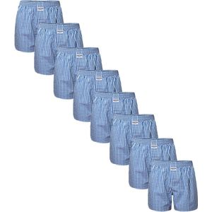 Zaccini Wijde Boxershorts Heren Light Blue - 8-pack Multipack voordeel - Maat L - Losse boxershort heren - Ruitjes Patroon