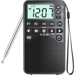 Draagbare AM/FM-radio met Digitale Tuning en LCD-scherm | Compacte Noodradio met Wekker en Slaaptimer