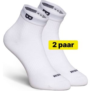 Plan B Sokken Heren en Dames Wit - 2 Paar - 35-38 - Quarter Sokken - Sportsokken - Werksokken - Socks - Sok met Onderbroekenband die niet Afzakt