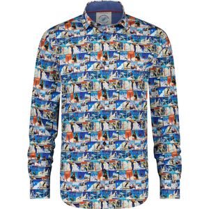 AFNF | Shirt poster print blue | Heren | Blue multicolour | | XL