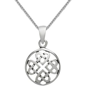 Zilveren ketting dames | Zilveren ketting met hanger, oneindige knoop van hartjes