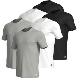 Set van 6 adidas T-shirts met ronde hals, herenondershirt, ronde hals, katoen, duurzaam