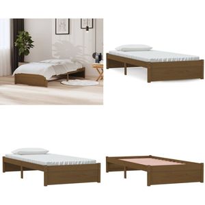vidaXL Bedframe massief hout honingbruin 90x200 cm - Bedframe - Bedframes - Bed - Bedbodem