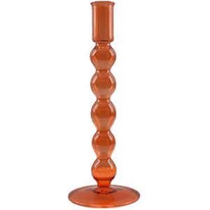 Kandelaars en kaarsenhouders - glazen kandelaar - kleurrijke kandelaar - oranje - by Mooss - Hoog 23cm