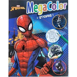 Marvel Spiderman - Kleurboek - Megacolor kleurboek met stickers - Extra dik! - superhelden - Knutselen - kleuren - kado - cadeau