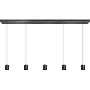 ETH Origin hanglamp balk 5x E27 1200x100x25mm 200cm kabel zwart zonder glas