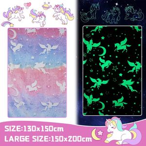 Magische Eenhoorn Knuffeldeken die Oplicht in het Donker voor Kinderen, Ideaal als Cadeau