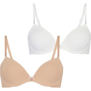 Hunkemöller Dames Lingerie 2-pack voorgevormde beugel bh - Beige - maat B70