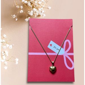 Ketting RVS - hart bedel rvs - op mooie kaart - cadeau vrouw - sieraad - Sinterklaas - Liefde - Moederdag - Valentijn