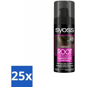 25 x SYOSS - Uitgroeispray Donker Bruin - Snelle Tussenoplossing voor Uitgroei - Uitgroeispray - Haarkleur - Haarkleurtechniek - Haarkleuring - Haarkleuring Tussenoplossing