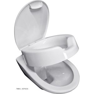 Mrs. Jones Toiletbrilverhoging 12 cm - stevig scharnier - roestvrij staal - deksel - wc-zitverhoging - senioren - hoge toiletbril - 12 cm zitplank - wit Toiletverhoger