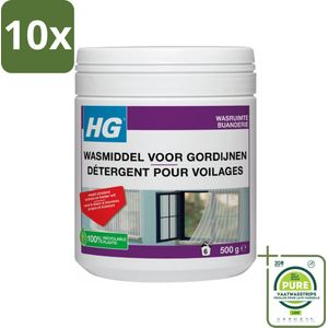 10 x HG Wasmiddel Voor Gordijnen 500 gr - Grootverpakking - Wasmiddel Vitrage - Vitrage Schoonmaken - Rookvlekken Verwijderen - Stofvlekken Verwijderen - Wasmiddel Voor Wasmachine