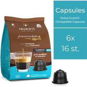 Lollo Caffè - Classico Espresso - Dolce Gusto Compatible 6 x 16 capsules - Italiaanse koffie