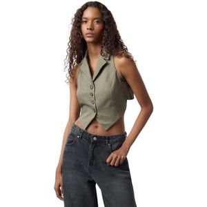 Trendyol Nertsen Getailleerd Geknoopt Crop Geweven Vest Twoaw25Ye00069