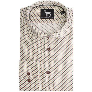 GENTS - Overhemd Blumfontain retroprint -brique strijkvrij - Katoen - Groen-Brique - Maat M/M