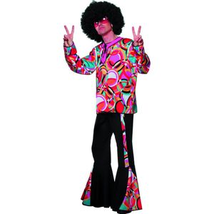 Wilbers & Wilbers - Jaren 80 & 90 Kostuum - Roze Hippie Disco Popart Mellow - Man - Roze - Maat 50 - Carnavalskleding - Verkleedkleding