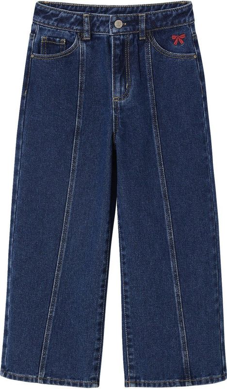 Jeans - Middenblauw - Wijde Jeans met Stiksel aan de Voorkant voor Meisjes