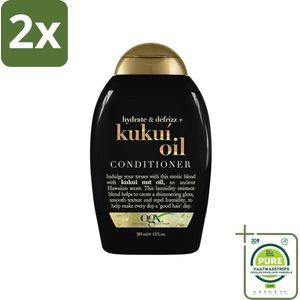 OGX - Kukui Oil - Conditioner - Anti-Pluis - Hydraterend - 385 ml - Voordeelverpakking - 2 stuks - Anti-pluis - Haarverzorging