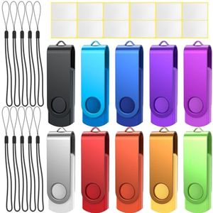 Multi-kleurige USB Stick 16GB - Draaibare Flash Drive 10 Stuks met LED Indicator