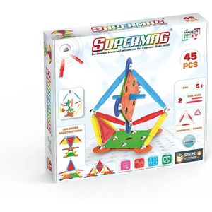 Supermag Multicolor 45 - Magnetisch speelgoed - 45 onderdelen - Open einde speelgoed - Magnetic toys - Constructiespeelgoed - Multicolor