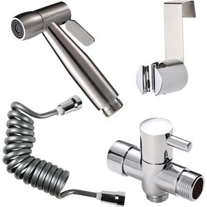 Handheld Roestvrijstalen Bidet Toilet Sprayer - Persoonlijke Hygiëne - Verstelbare Waterdrukregeling - Chroom审核Bidet Sprayer-Full Set-Kamer WC Spray