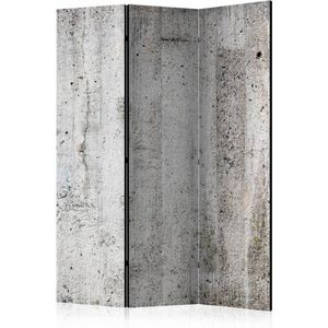 Vouwscherm - Grijze wand van beton 135x172 cm , gemonteerd geleverd (kamerscherm) dubbelzijdig geprint