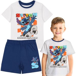 DISNEY Stitch KATOENEN TWEEDELIG pyjama VOOR DE ZOMER voor jongens met korte mouwen 100% KATOEN